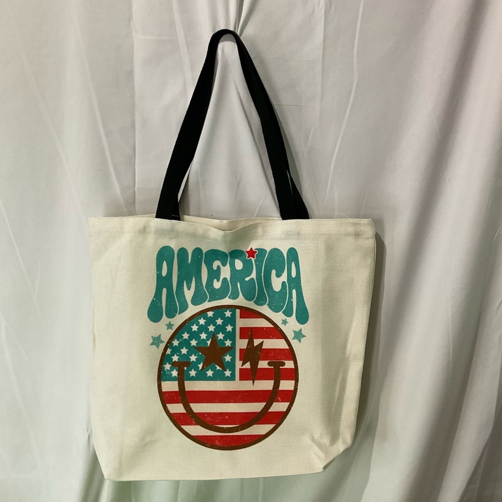 Handmade Canvas Tote Bag, America, 15” X 18” X 5” Large Capacity